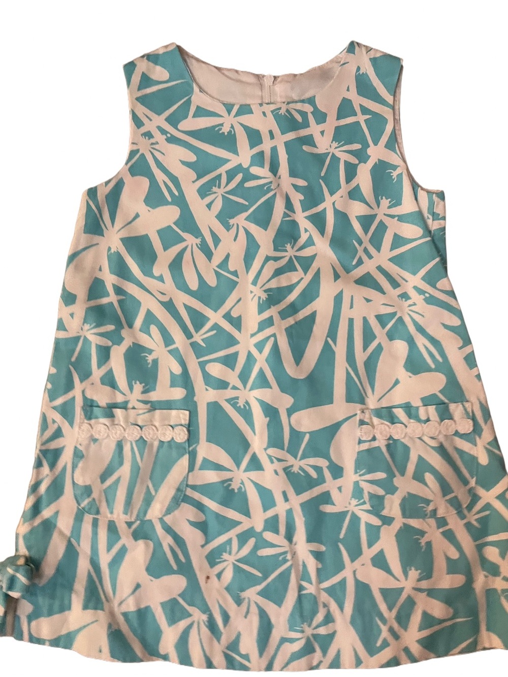 Lilly Pulitzer Girls Turquoise and White Dragonfly Dress EUC SZ 3